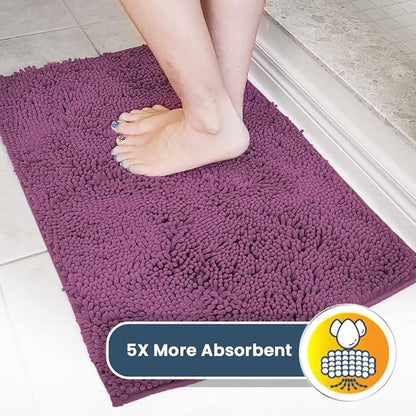 Muddy Mat® | Super Absorbent Door Mat Indoor, Microfiber Quick Dry Chenille Entryway Rug, Non-Slip Front Door Mat, Indoor Mats for Entryway, Machine Washable Pet Rug, Dark Purple 36"x60"