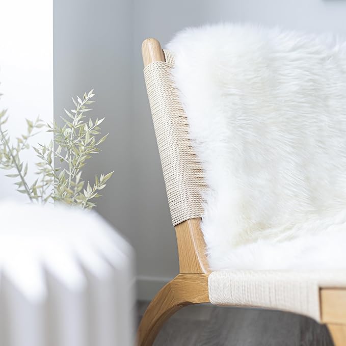Real Sheepskin Rug 2x6 ft | Sheepskin Rugs for Living Room and Sofa | Bedside Rugs for Bedrooms | Large Fluffy Rug is Breathable & Heat-regulating in Color White