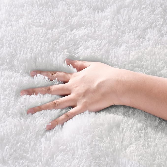 Zentavio White Area Rugs for Bedroom Soft Large Living Room Rugs 5x8 Fluffy Furry Shag Aesthetic Carpet Plush High Pile Floor Rug for Nursery Kids Room Dorm Home Decor