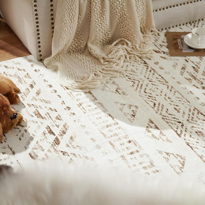 jinchan Boho Runner Rug 2x5 - Moroccan Machine Washable Non-Slip Bohemian Diamond Low-Pile Soft Runner Rug for Entryway Hallway Kitchen Bedroom Laundry Room (2‘x5', Mocha)