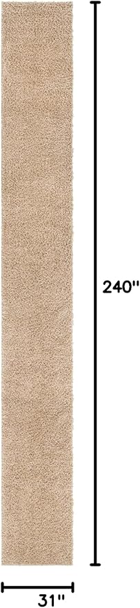Unique Loom Davos Shag Collection Area Rug - Solid (2' 7" x 20' Runner, Linen)