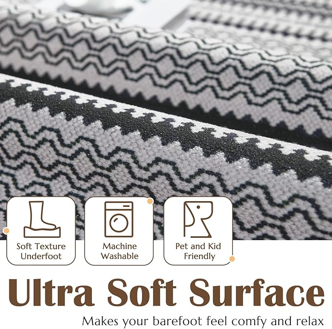 jinchan Moroccan Runner Rug 2x8 for Hallway - Geometric Honeycomb Modern Geometric Machine Washable Soft Ultra-Thin Non-Slip Carpet for Kitchen Bedroom Laundry Room (2x8ft, Black)