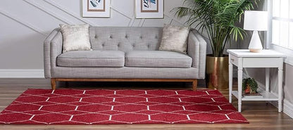 Unique Loom Trellis Frieze Collection Area Rug - Geometric (2' x 3' 1", Red/ Ivory)