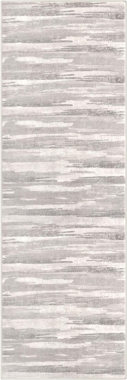 Modern Abstract Runner Rug 2x6, Neutral Light Beige and Grey Washable Kitchen Runner Non-Slip Soft Hallway Rug Runner Thin Print Faux Wool Carpet for Entryway Bedroom Laundry Room Indoor