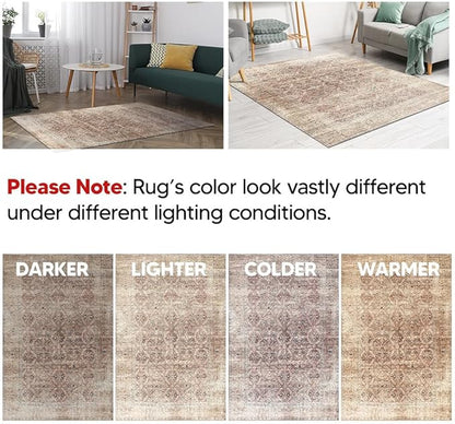Keen Home Design 2x7 Rug - Machine Washable Runner Rug with Non-Slip Backing, Ideal for Hallway, Entryway, Kitchen, Laundry Room - Vintage, Easy Clean, Durable, Low Pile - (2'6" x 7')