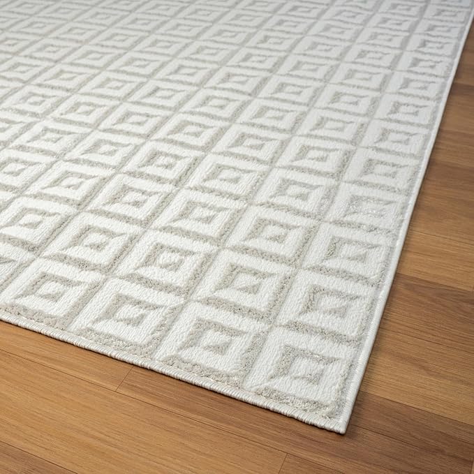 LUXE WEAVERS Geometric Greek Pattern Area Rug, Cream, 5'X7'