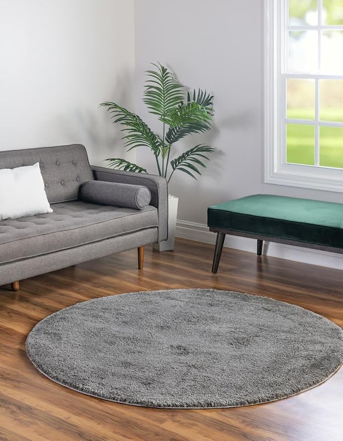 Unique Loom Solo Collection Area Rug - Calabasas (7' 10" Round, Gray)