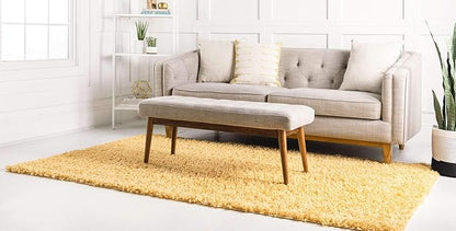 Unique Loom Davos Shag Collection Area Rug - Solid (9' x 12' Rectangle, Sun Yellow)