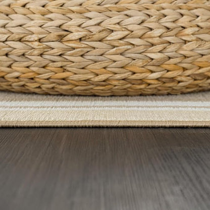 Beverly Rug Non Slip Area Rugs 8x10 Modern Bordered Non Skid Rubber Backing Soft Area Rug for Living Dining Room Easy to Clean Non Shedding Kitchen Bedroom Indoor Carpet 8 x 10 Beige