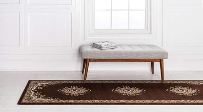 Unique Loom Reza Collection Traditional Persian Style Area Rug, 2 ft 2 in x 8 ft 2 in, Brown/Ivory