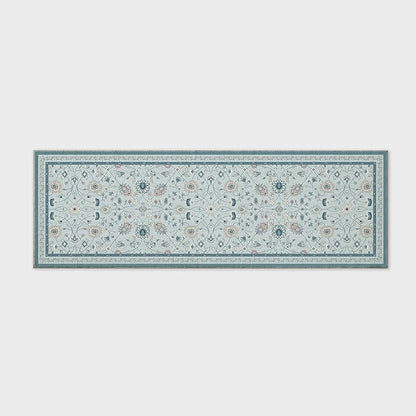 EVERGRACE Hallyway Area Runner Rugs 2x6, Boho Floral Faux Wool Indoor Outdoor Rugs, Washable Rugs for Bedroom Bathroom Living Room Kitchen, Low Pile Floor Mat Carpet for Home Decor, Pale Blue