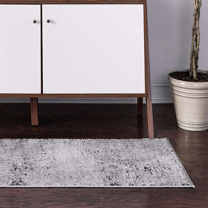 Rugs.com Leipzig Collection Runner Rug – 10 Ft Runner Grey Low-Pile Rug Perfect for Hallways, Entryways