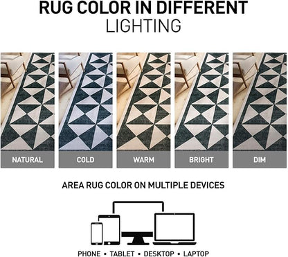 Rugshop Geometric Diamond Washable Non Slip Runner Rug 2' x 10' Cream