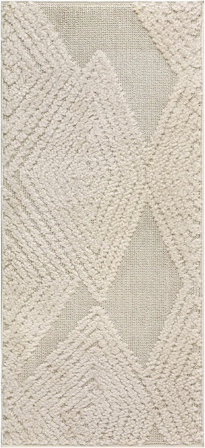 Antep Rugs Palafito 2x4 Geometric Shag Diamond High-Low Pile Textured Indoor Area Rug (Beige, 2' x 4')
