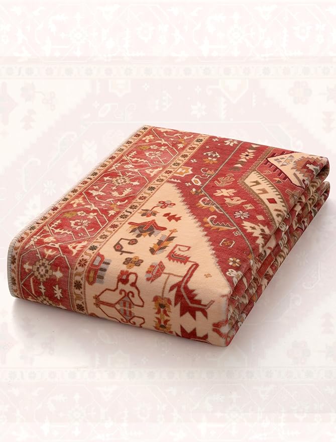 SERISSA Boho Washable Runner Rug, 2x5 Rug Runner Non-Slip Vintage Red Beige Hallway Kitchen Runner Rug Ultra Soft Print Distressed Floor Carpet Runner for Bedroom Bathroom Laundry Living Room