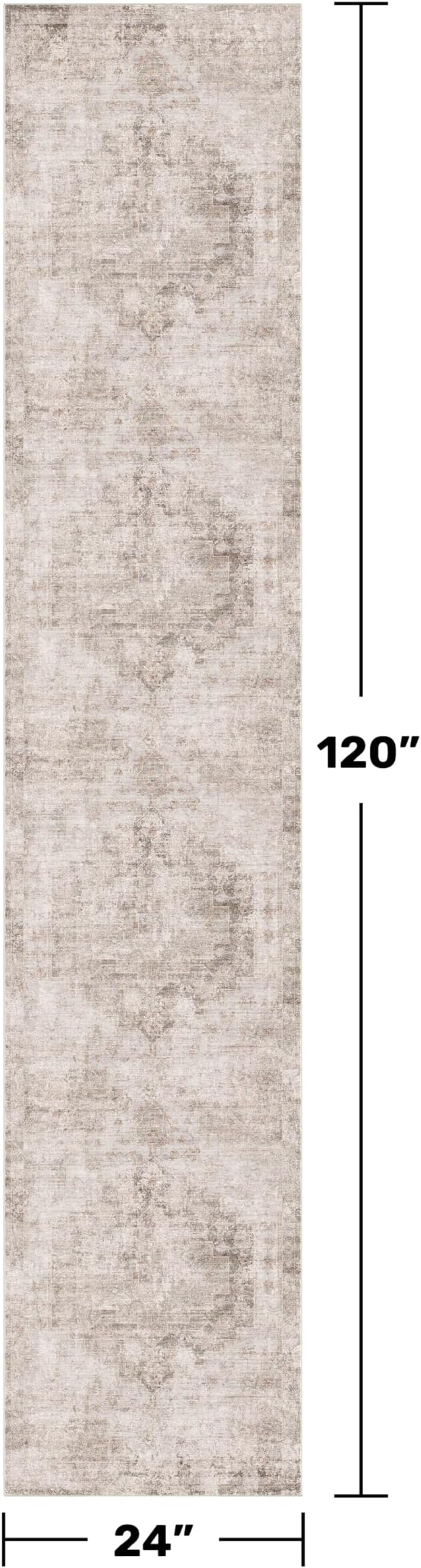 Non Slip 10ft Long Hallway Runner Rug - Beige Brown 2 x 10 Runner Rug, Washable & Waterproof 2x10 Kitchen Floor Mat - Modern Abstract Design Décor