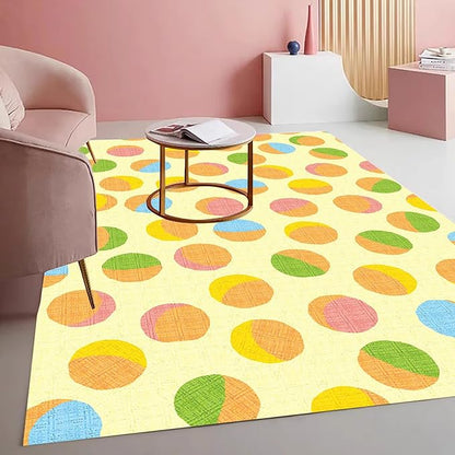 Retro Yellow and Brown Polka Dot Texture Rug 5x7 Non Slip Washable Soft Area Rugs for Living Room Bedroom Nursery Room Stain Resistant Large Home Office Playroom Indoor Carpet