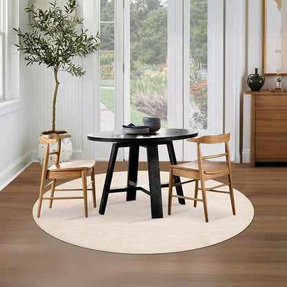 RUGSREAL Washable 4ft Round Rug Modern Solid Area Rug Indoor Non-Slip Throw Carpet Contemporary Area Rug for Bedroom Living Room Nursery, 4' x 4' Round Ivory Beige