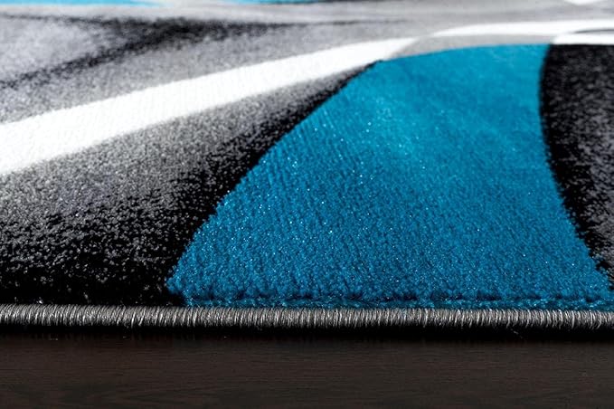 Persian Area Rugs Turquoise 8x10 2305 White Swirls 7'10 x10'6 Modern Abstract Area Rug, 8' x 10'