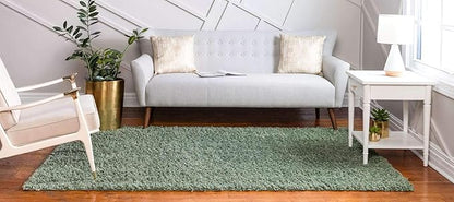 Unique Loom Davos Shag Collection Area Rug - Solid (10' x 13' Rectangle, Sage)