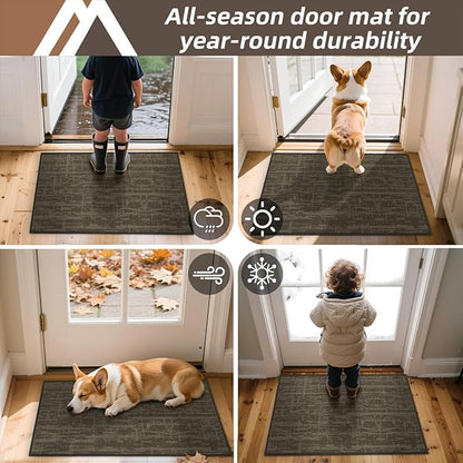 COSY HOMEER-Dirt-Trapper-Door-Mat 32"x48" Non-Slip Entryway Rugs,Washable Welcome Mat,Absorbent Entrance Mats,Low Pile Dog Door Mats for Front Back Doomats and Wet Shoes,Brown