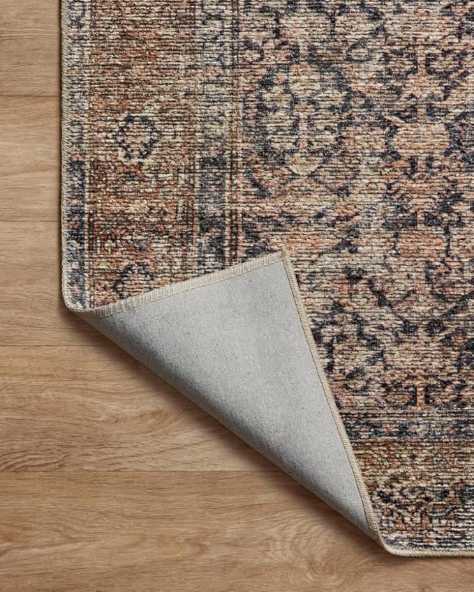 Loloi Amber Lewis Billie Collection, Ink & Salmon 2'-3" x 3'-9" Area Rug – Antique & Distressed Accent Rugs for Living Room, Bedroom, Entryway & Hallway, No Shed High Traffic Area Home Decor Rug