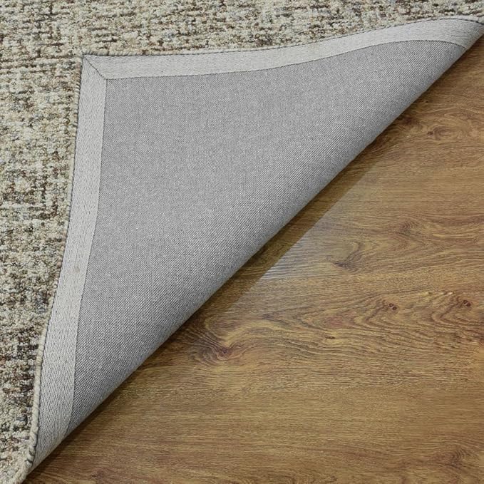 Hand Tufted Wool ECO-Friendly Area Rugs - 8'x10', Rectangle Shape, Dark Brown & Beige, Solid Plain Design, High Pile Handmade Area Rugs for Living Room, Bed Room (KWC111)
