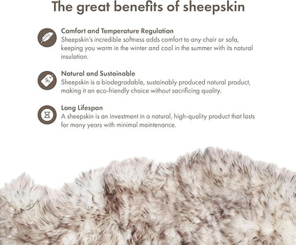Sheepskin Long Hair 2x3 ft | Bedside Rugs for bedrooms, Sofa, Chair or The Dining Table | Each Sheepskin Rug is Unique and Created by Nature | Small Fluffy Rug in Color Snow Peak