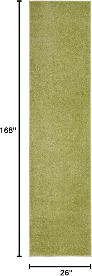 Nourison Home Nourison Essentials Green 2'2" x 14' Area Rug - Easy Clean, Non Shedding, Bed Room, Living Room, Dining Room, Kitchen (14' Runner)
