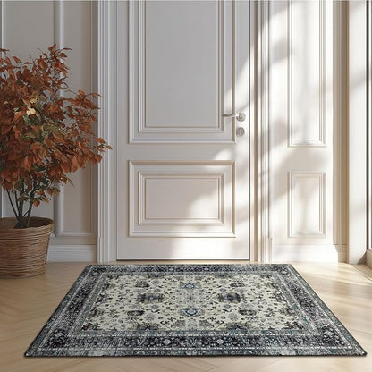 Area Rug Non Slip Machine Washable Ultra Soft Living Room/Bedroom/Kitchen/Outdoor/Classroom White Gray, 2'×3'