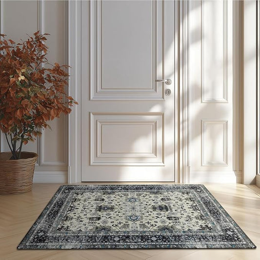 Area Rug Non Slip Machine Washable Ultra Soft Living Room/Bedroom/Kitchen/Outdoor/Classroom White Gray, 2'×3'