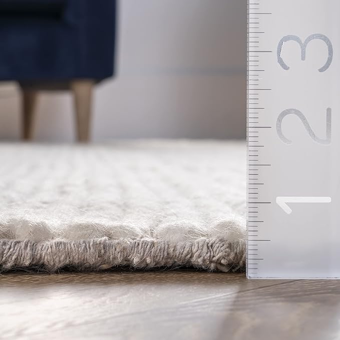 Nuloom Penelope Off-White/Ivory, 2'6" x 6', Hand-Braided, Wool & Cotton, Soft and Textured, High Traffic, Stain Resistant, Easy Clean, Durable Runner for Bedroom, Living Room, Dining, Entryway