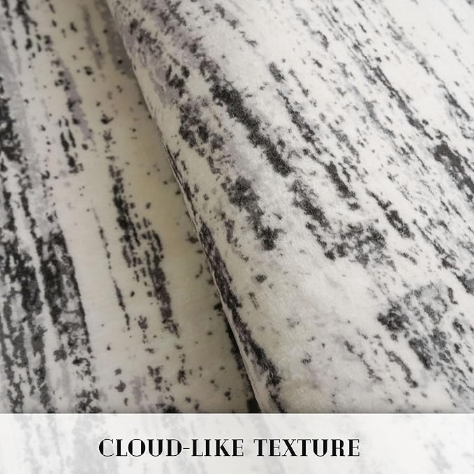 Modern Abstract Hallway Runner Rug, White Black Grey Taupe Washable Kitchen Runner Non-Slip Soft 2x8 Runner Rug Thin Print Faux Wool Carpet for Entryway Bedroom Laundry Room Indoor Home Decor