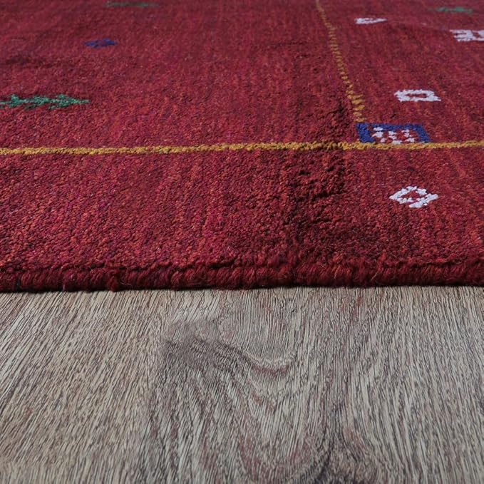 Rugsotic Carpets Hand Knotted Gabbeh Wool 6'x9' Area Rug Solid Blue L00111