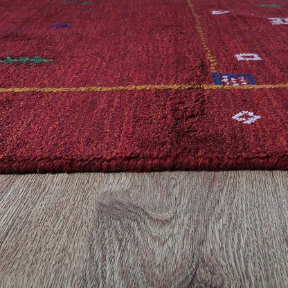 Rugsotic Carpets Hand Knotted Gabbeh Wool 6'x9' Area Rug Solid Blue L00111