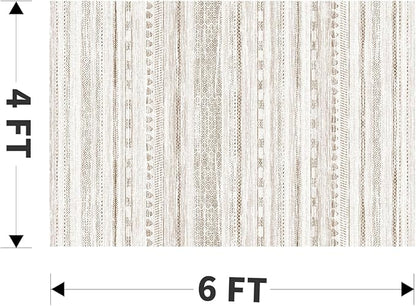 4x6 Area Rugs for Living Room Machine Washable Rug Distressed Indoor Carpet Neutral Moroccan Boho Rug Ultra Soft Area Rug for Bedroom Dining Room Playroom Office, Brown