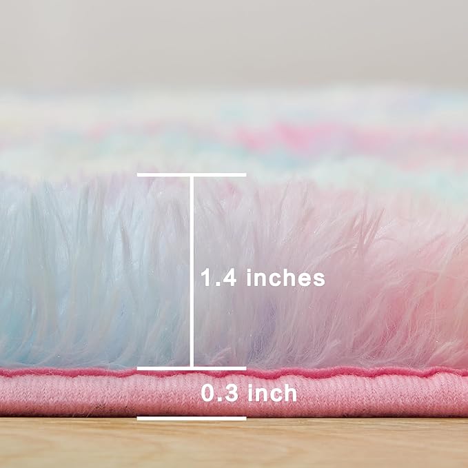 Andency Soft Area Rugs for Living Room Bedroom, 4x6 Fluffy Shaggy Bedside Rug, Non-Slip Large Shag Fuzzy Plush Carpets for Bedroom Kids Dorm Nursery Home Decor Aesthetic, Tie-Dyed Brown