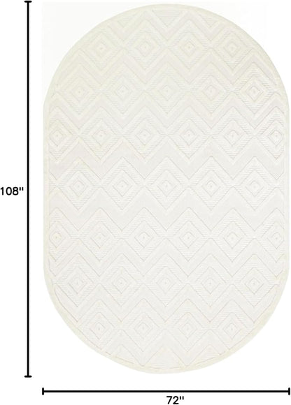 Nourison Home Versatile Ivory White 6' x 9' Oval Area Rug - Easy Clean, Non Shedding, Bed Room, Living Room, Dining Room, Kitchen (6' x 9' Oval)
