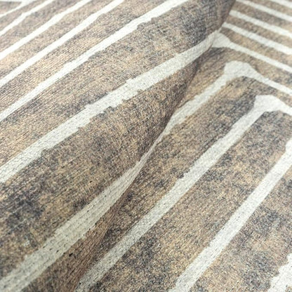 GLN Rugs Contemporary Collection - Machine Washable Area Rug, Contemporary Washable, Non Slip, Low Pile Chenille Rug, Living Room, Bedroom, Kitchen Rug (2'6" x 10' Lines Cream)
