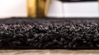 Unique Loom Solid Shag Collection Area Rug (10' x 13' 1" Rectangle, Jet Black)