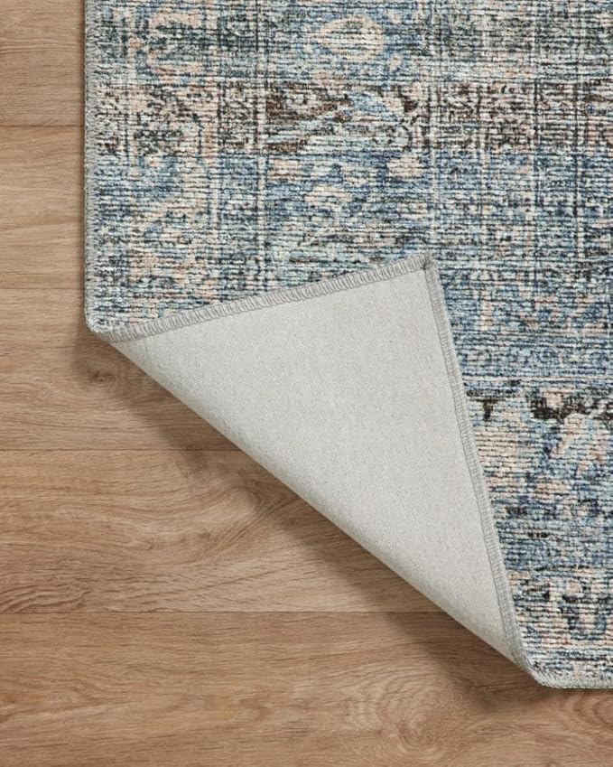 Loloi Amber Lewis Billie Collection, Denim & Blush 2'-3" x 3'-9" Area Rug – Antique & Distressed Accent Rugs for Living Room, Bedroom, Entryway & Hallway, No Shed High Traffic Area Home Decor Rug