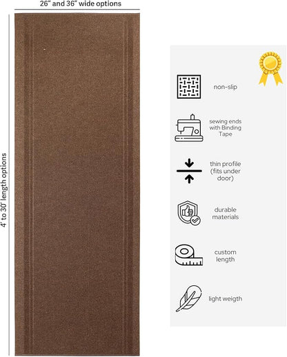 English Home Custom Size Non Slip Striped Design Light Weight Durable PVC Backing Thin Pile Runner Rug (36" x 12')