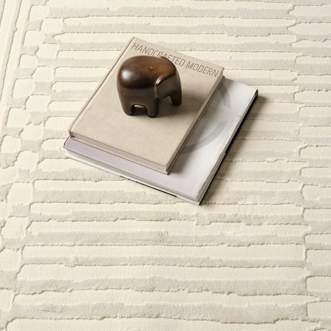 Revival Rugs Soloba 5'3"x7'10" Washable Area Rug for Living Room Bedroom - 100% Recycled Oeko-TEX Certified, Medium Pile, Beige, Cream