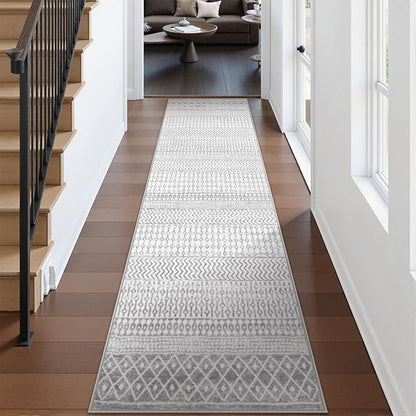 Moroccan Hallway Runner Rug 2'6''x10', Soft Non Slip Long Indoor Mats for Entryway, Machine Washable Kitchen Rugs Carpet Runner for Entrance Bedroom Living Room Corridor
