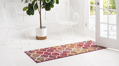 Rugs.com Lattice Frieze Collection Rug – 2' x 13' Runner Multi Medium Rug Perfect for Living Rooms, Large Dining Rooms, Open Floorplans