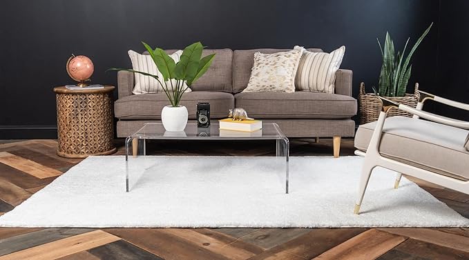 Unique Loom Solo Collection Area Rug - Calabasas (10' x 14' 1" Rectangle, Snow White)
