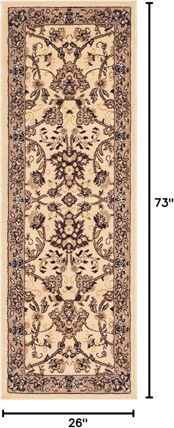 Unique Loom Sialk Hill Collection Area Rug - Washington (2' 2" x 6' 1" Runner Ivory/Black)