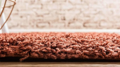Unique Loom Solid Shag Collection Area Rug (2' 6" x 16' 5" Runner, Terracotta)