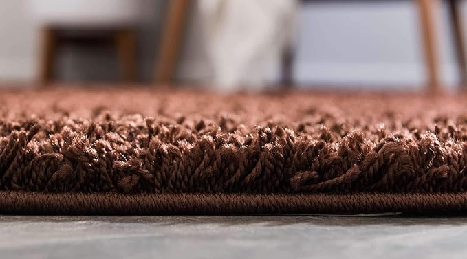 Unique Loom Solid Shag Collection Area Rug (2' x 3' 1" Rectangle, Chocolate Brown)