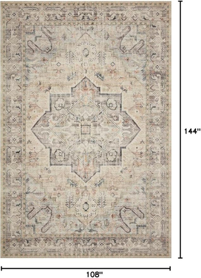 Loloi Hathaway Collection HTH-07 Multi/Ivory 9'-0" x 12'-0", .25" Thick Area Rug, Soft, Durable, Printed, Modern, Low Pile, Non-Shedding, Easy Clean, Living Room Rug